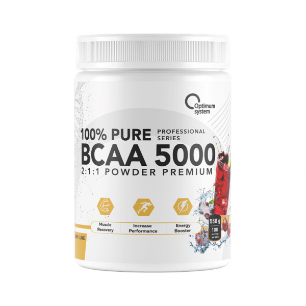 Аминокислотный комплекс PURE BCAA 5000, 550 г, Optimum system (вишня-лайм)