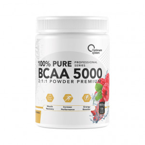 Аминокислотный комплекс PURE BCAA 5000, 550 г, Optimum system (малина)