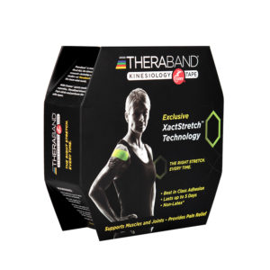 Кинезиологический тейп Thera-Band, 5 см х 31.4 м, чёрный/серый